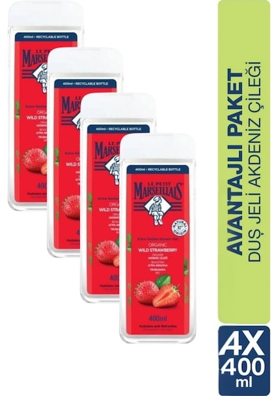 Le Petit Marseillais Akdeniz Çileği Duş Jeli 400 ml x4