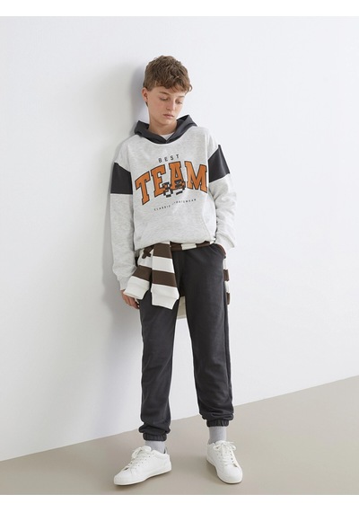 LC Waikiki Lcw Kids Gri Kapüşonlu Erkek Çocuk Eşofman Takım Lıght Grey Melan