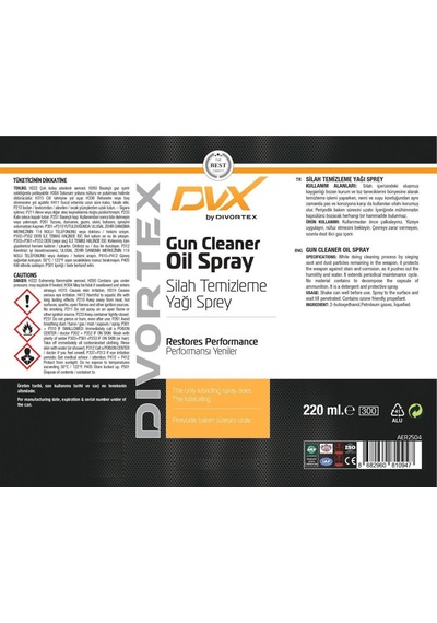 Dvx Silah Temizleme Yağlayıcı Sprey 220 ML