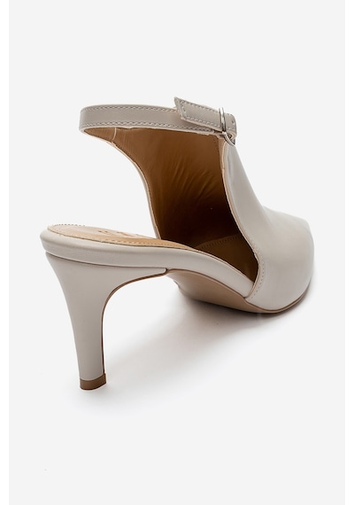 Luvishoes Rosalıe Ekru Cilt Sivri Burunlu Kadın Topuklu Ayakkabı