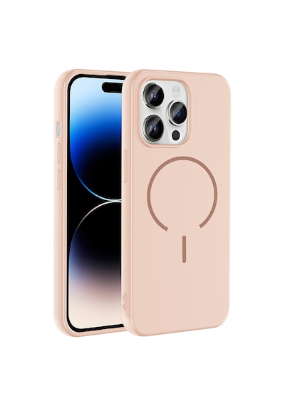 Zore Apple iPhone Uyumlu 14 Pro Max Kılıf M-safe Şarj Özellikli Omsy Meta Kapak - Rose Pembe