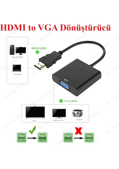 Hdmı To Vga - Hdmı Giriş Vga Çıkış Dönüştürücü