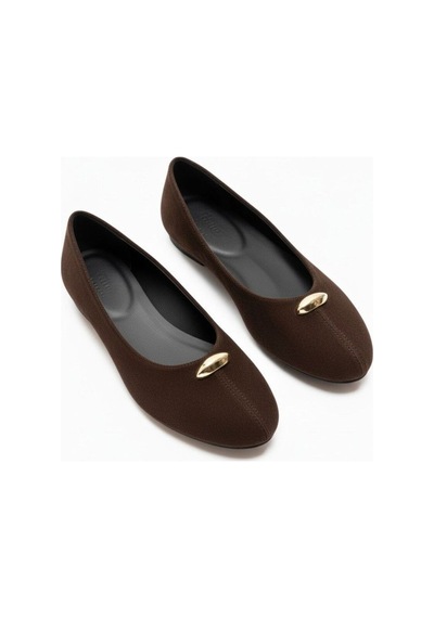Ne&ve Shoes Kahve Süet Gold Aksesuar Detaylı Kadın Günlük Babet Kahverengi