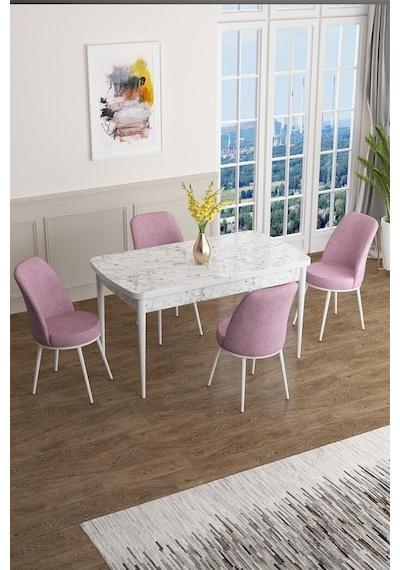 Canisa Concept Han Serisi 70x114 Açılabilir Mdf Mutfak Masa Takımı Beyaz Mermer Desen Masa Ve 4 Pembe Sandalye Masa Beyaz Mermer Desenli Sandalyeler Pembe Canisa Concept Han Serisi 70x114 Açılabilir Mdf Mutfak Masa Takımı Beyaz Mermer Desen Masa Ve 4 Pembe Sandalye Masa Beyaz Mermer Desenli Sandalyeler Pembe