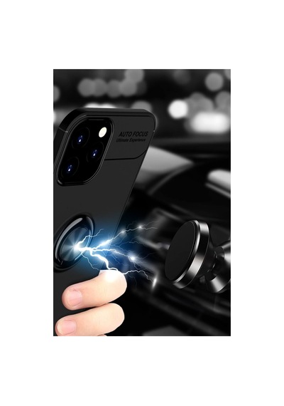 Apple Uyumlu - iPhone 12 Pro Max Kılıf Range Yüzüklü Silikon - Kırmızı