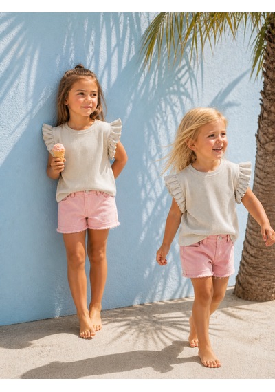 Baby Lory Kids Store Fırfır Kol Detaylı T-shirt Ekru