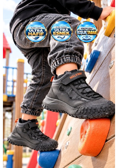 Walkway Füme-turuncu Cırt Bantlı Kauçuk Tabanlı Erkek Çocuk Sneaker Bot Nexo 2280