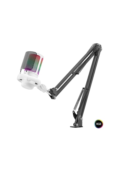 Rgb Mikrofon Seti Boom Mikrofon Kolu Type-c 192khz 24bit Beyaz Me6s35w Evimdeyokyok