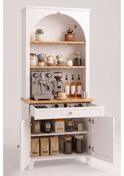 Dapira Kahve Köşesi Coffee Bar Dolabı Çekmeceli Raflı Mutfak Servis Dolabı