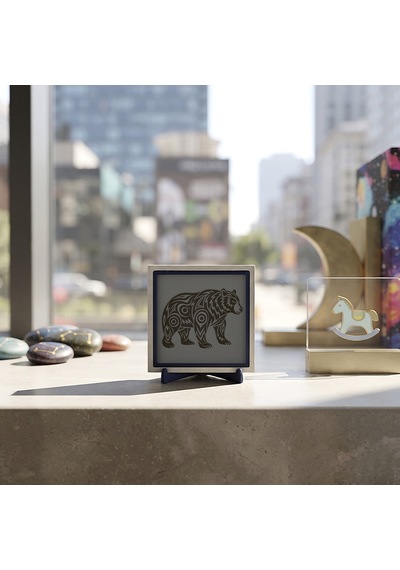 Ayı Formlu Modern Dekoratif Obje, Estetik Ve Doğa Esintisi Katan Masaüstü Aksesuarı 10x10 Cm
