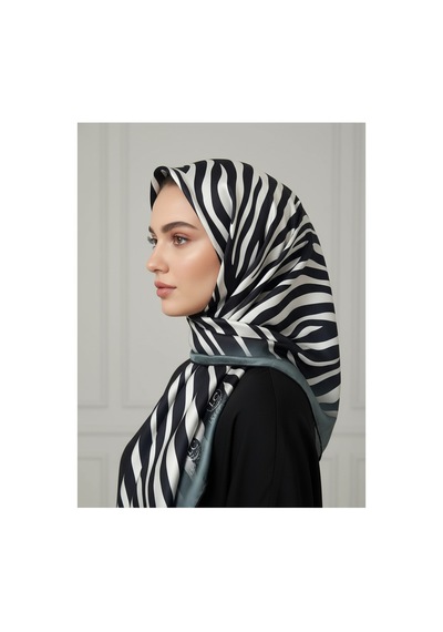 Lady Coco Zebra Desenli Dijital Baskı Rayon Eşarp Açık Yeşil