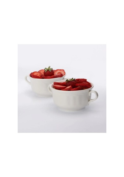 Güral Porselen Çift Kulplu Çorba Kasesi, 11 Cm, 2 Adet, Krem Beyaz Diğer
