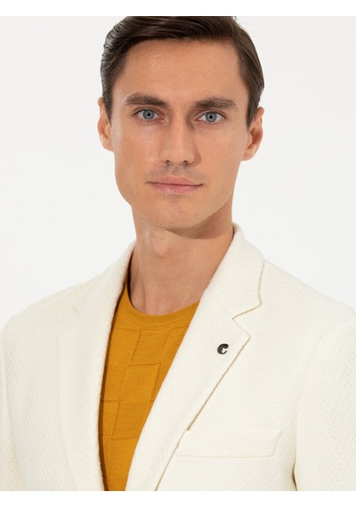 Cacharel Beyaz Slim Fit Yün Karışımlı Balıksırtı Ceket Cacharel Beyaz Slim Fit Yün Karışımlı Balıksırtı Ceket