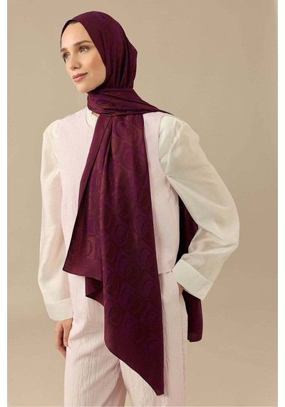 Imannoor Dama Desen Mürdüm Naia Pamuk Şal 70x200 Mürdüm