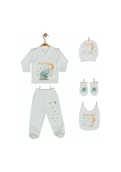 Pia Baby Gl 1925-05 İsme Özel Beşli Zıbın Set Krem