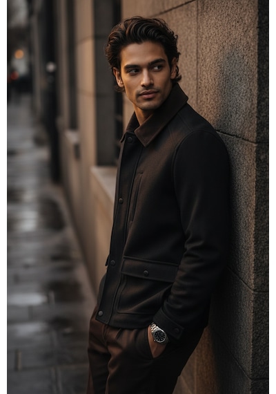İmza Antrasit Kadife Polo Yaka Düz Yırtmaçsız Tam Astar Slim Fit Casual Mont Antrasit