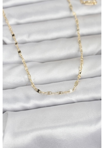 Cm 14k Gold Renk Yassı Gemici Zincir Model 60 Cm Kadın Kolye - Lisinya altın