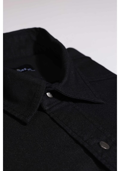 Tudors Büyük Beden Yıkamalı Çift Cepli Armürlü Denim Siyah Erkek Gömlek-29645-siyah Siyah Tudors Büyük Beden Yıkamalı Çift Cepli Armürlü Denim Siyah Erkek Gömlek-29645-siyah Siyah