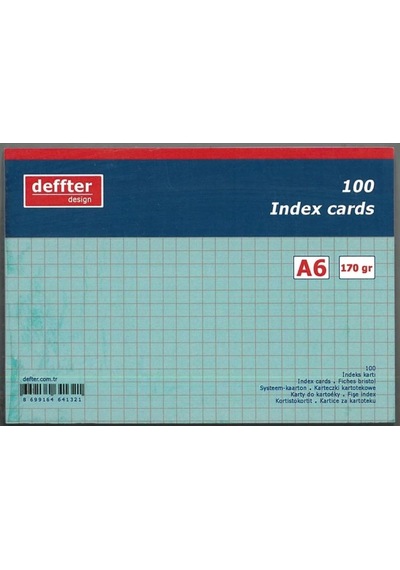 Deffter A6 Kareli Index Kartı Mavi
