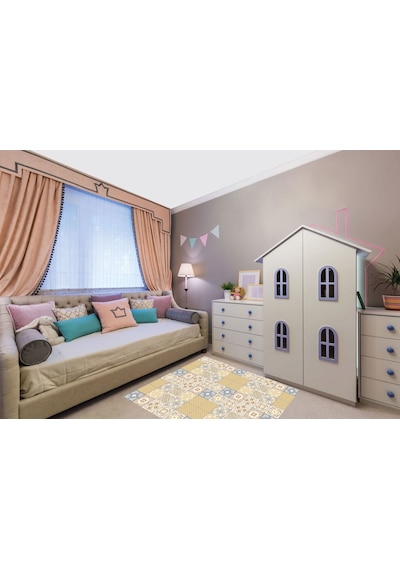 Kendinden Yapışkanlı Retro Sarı Desenli Pvc Karo 15x15 Cm 5 Li Paket