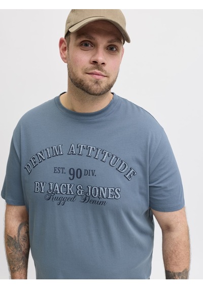 Jack & Jones Jack Jones Yazı Baskılı Büyük Beden Erkek Tişört 12294518 Mavi