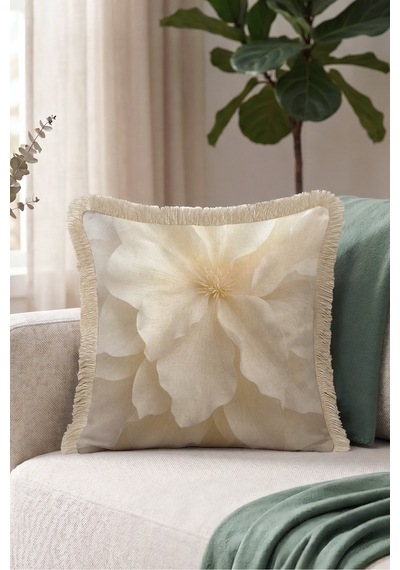 Çiçek Motifli Manolya Saçaklı Yastık Kılıfı - Natürel Floral Bej Krem Vizon Püsküllü Kırlent Kılıfı Kadim Vadi Aura Çiçek Motifli Manolya Saçaklı Yastık Kılıfı - Natürel Floral Bej Krem Vizon Püsküllü Kırlent Kılıfı Kadim Vadi Aura