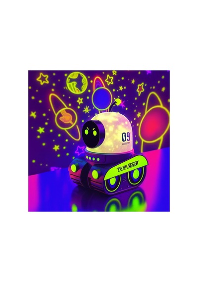 Müzikli Led Robot Gece Lambası Bluetooth Hoparlör,değiştirilebilir Slayt Gece Projektörü Beyaz - 744526893