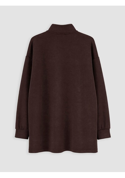 LC Waikiki Lc Waıkıkı Kahverengi Oversize Soft Touch Kadın Sweatshirt Tunik