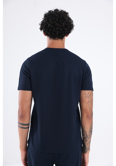 Rowinger Waffle Dokulu Nakış Logo Detaylı Oversize Erkek T-shirt Navyblue