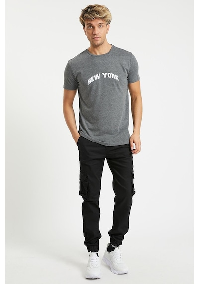 Serseri Jeans Slim Fit Körüklü Cep Paça Lastikli Esnek Kumaş Erkek Kargo Pantolon Siyah