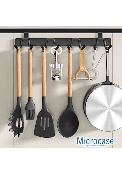 Microcase Kapı Arkası Çok Amaçlı Elbise Çanta Vb Metal Eşya Askılığı Al5446 Siyah