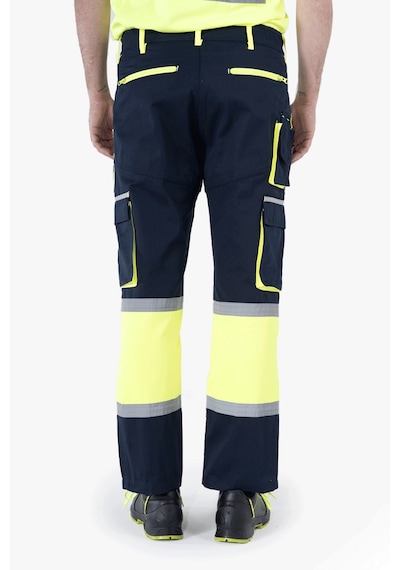 Körüklü Çift Komando Cepli Neon Pantolon Lacivert - Sarı