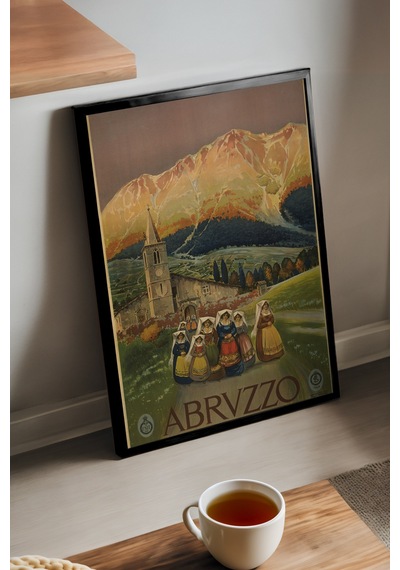 Abrvzzo Siyah Ahşap Çerçeveli Poster, Dekoratif Seyahat Duvar Tablosu