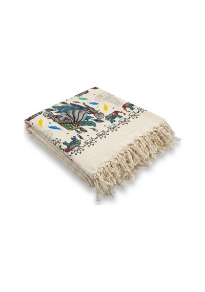 %100 Pamuk 4 Katlı Müslin Kumaş Plaj Havlusu / Peştemal / Banyo / Hamam Havlusu 90 X 190 Cm Bej - 867203634 Bej