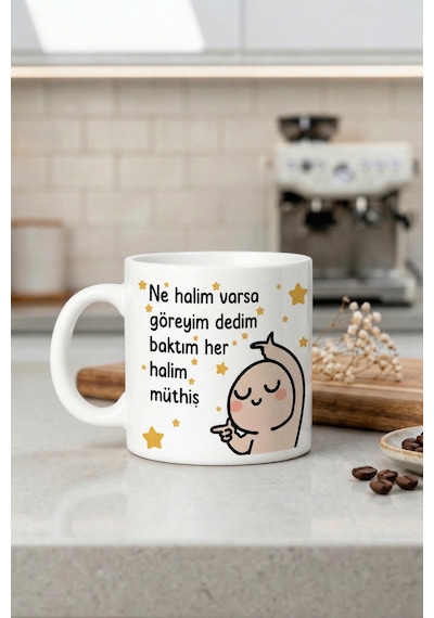 Ne Halim Varsa Göreyim Dedim Baktım Her Halim Müthiş Yazılı Kupa Hediye Çok Renkli