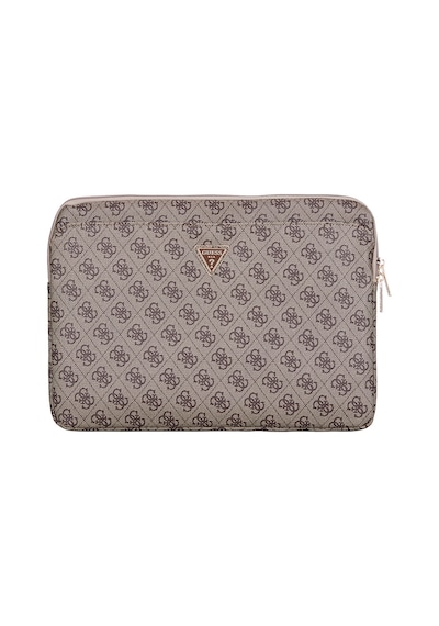 Guess Lisanslı 4g Desenli Üçgen Logolu 14 İnç Laptop Notebook Çantası Kahverengi