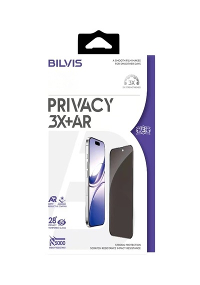 Apple, Uyumlu iPhone 16 Pro Max Bilvis 3x Ar Hayalet Cam Ekran Koruyucu - Siyah