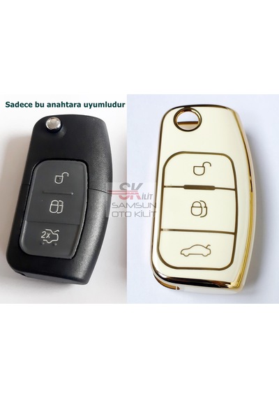 Ford Focus Uyumlu 2 Fiesta Silikon Nano Kumanda Kılıfı Beyaz