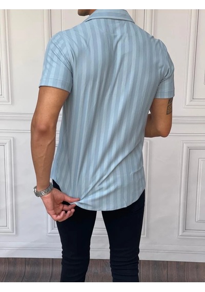 Modefendi Dikey Desen Detaylı Normal Slim Fit Pamuklu Gömlek Mavi Modefendi Dikey Desen Detaylı Normal Slim Fit Pamuklu Gömlek Mavi