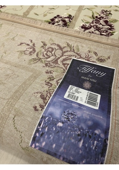 Saray Halı Tifanny 10109 Krem 125X180 Krem Pudra Yeşil Sık Halı !