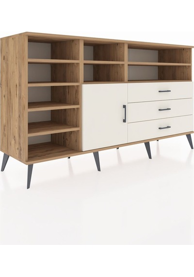 Kronos Konsol 8 Raflı 3 Çekmeceli Tek Kapaklı 176x59x99 Çam-ayta Çam-aytaşı