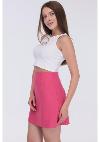 Selectmoda Kadın Gizli Fermuarlı Çok Renkli Mini Etek Pembe