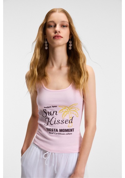 ETHIQUET SEPHIRA Kadın Oyuk Yakalı Yumuşak Kumaşlı Slim Fit Pembe Atlet