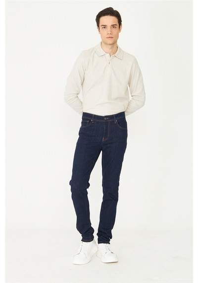 Lacivert Klasik Denim Erkek Jean Pantolon Mavi