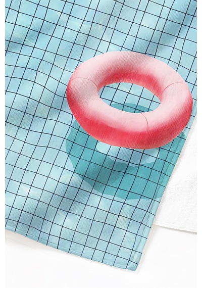 Marine Modern Mikrofiber Plaj Havlusu - Mavi Pembe Geometrik Havuz Deniz Hızlı Kuruyan Havlu Çiy İncir