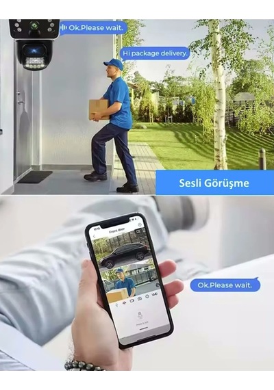 Pro Rtx Çift 3024 Lensli Hareketli Wi-fi Akıllı Ip Güvenlik Kamerası Fullhd 1080p Türkçe O-kam Uygulama