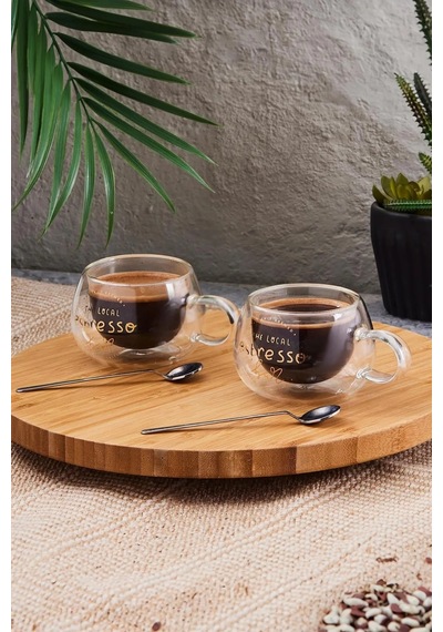 120ml Çift Çidarlı Cam Espresso Ve Kahve Fincanı Beyaz