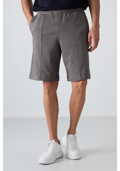 Tommy Life Koyu Gri Pamuklu Kalın Yumuşak Dokulu Comfort Fit Basic Erkek Şort - 81261 Koyu Gri