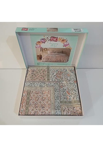 Kesmeli Tek Kişilik Yatak Örtüsü Takımı 160x220 Cm Su Yeşili Çok Renkli