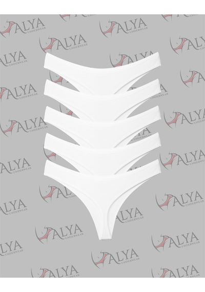 Alya Underwear Kadın Külot Pamuklu String - 5 Adet Siyah Tanga S, M, L, Xl Beyaz